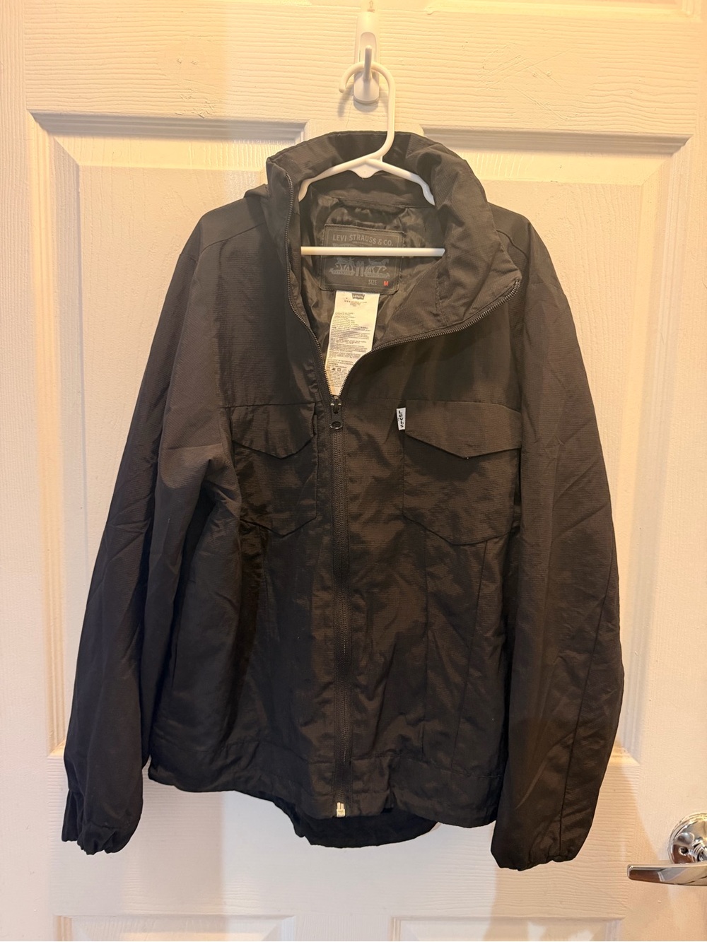 Levi's Black Lightweight windbreaker Jacket with hideaway hoodie